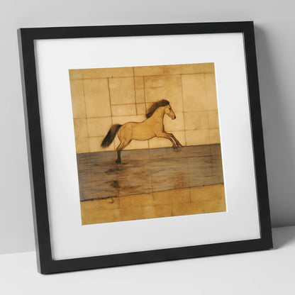 Classical Canter Study horse portrait art print in black frame
