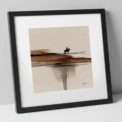 Horizon Rider western horse art print in black frame