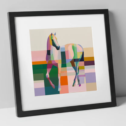 Structured Equine Elegance horse breed art print in black frame