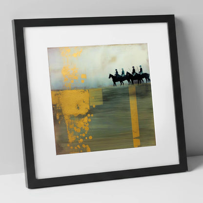 The Gilded Chukka polo horse art print in black frame