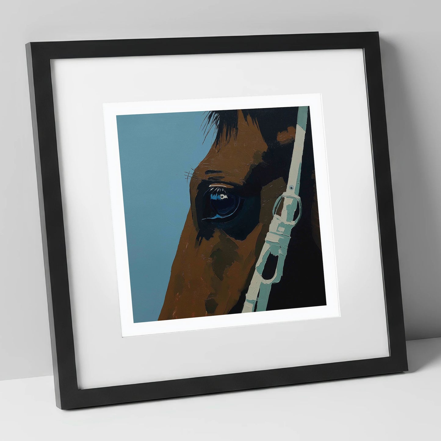 Quiet Observation horse portrait art print in black frame