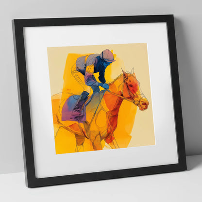The Final Furlong racing horse art print in black frame
