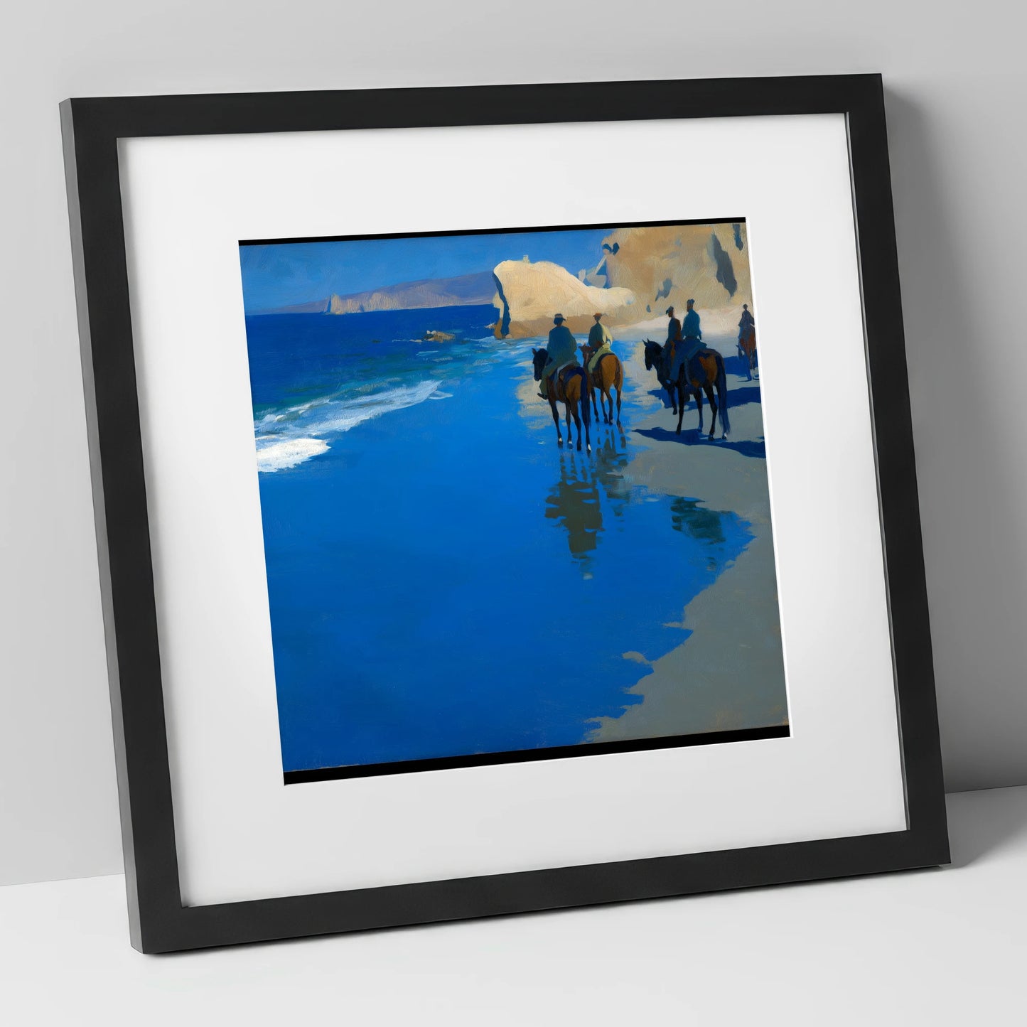 The Azure Shoreline horse landscape art print in black frame