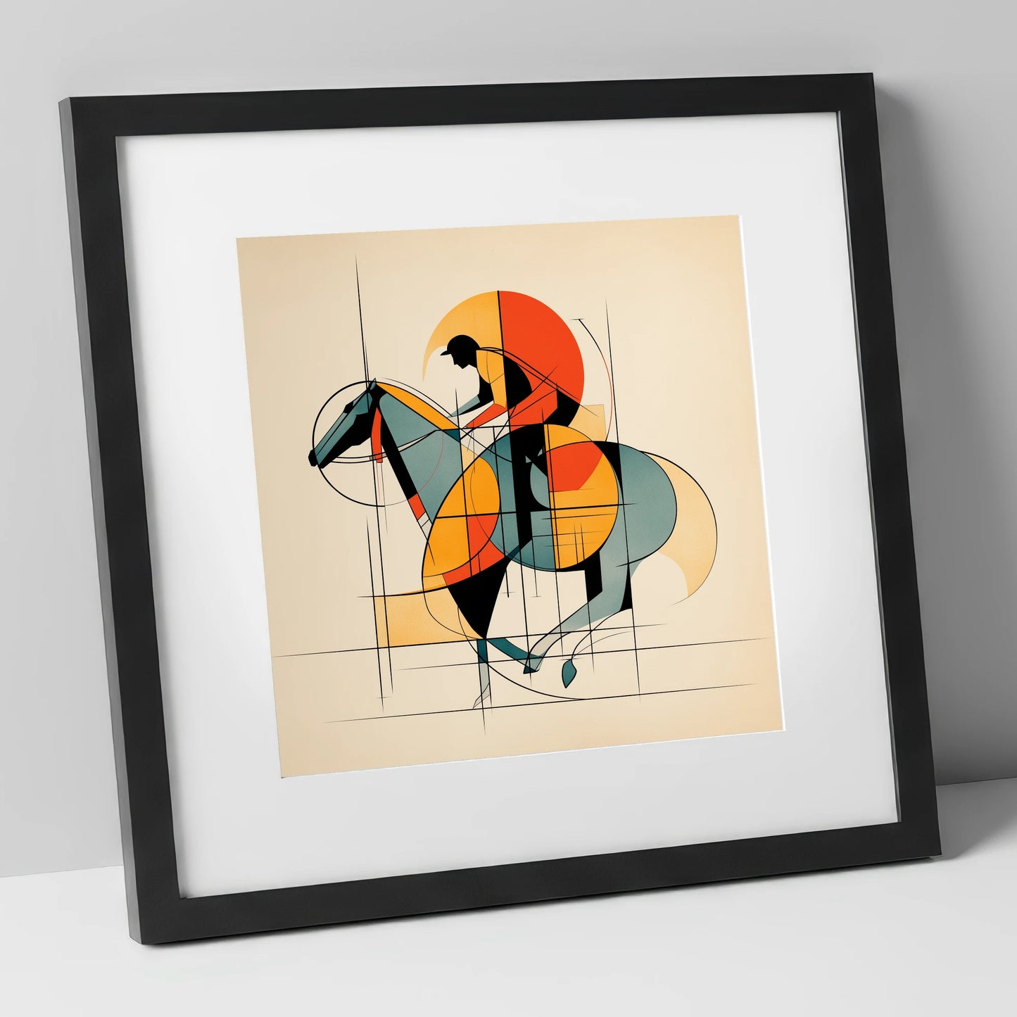 Rhythm of the Turf racing horse art print in black frame