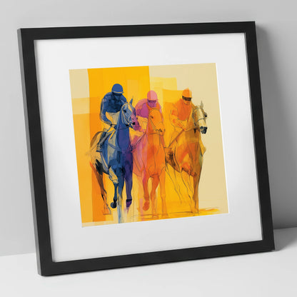The Colour of Speed racing horse art print in black frame