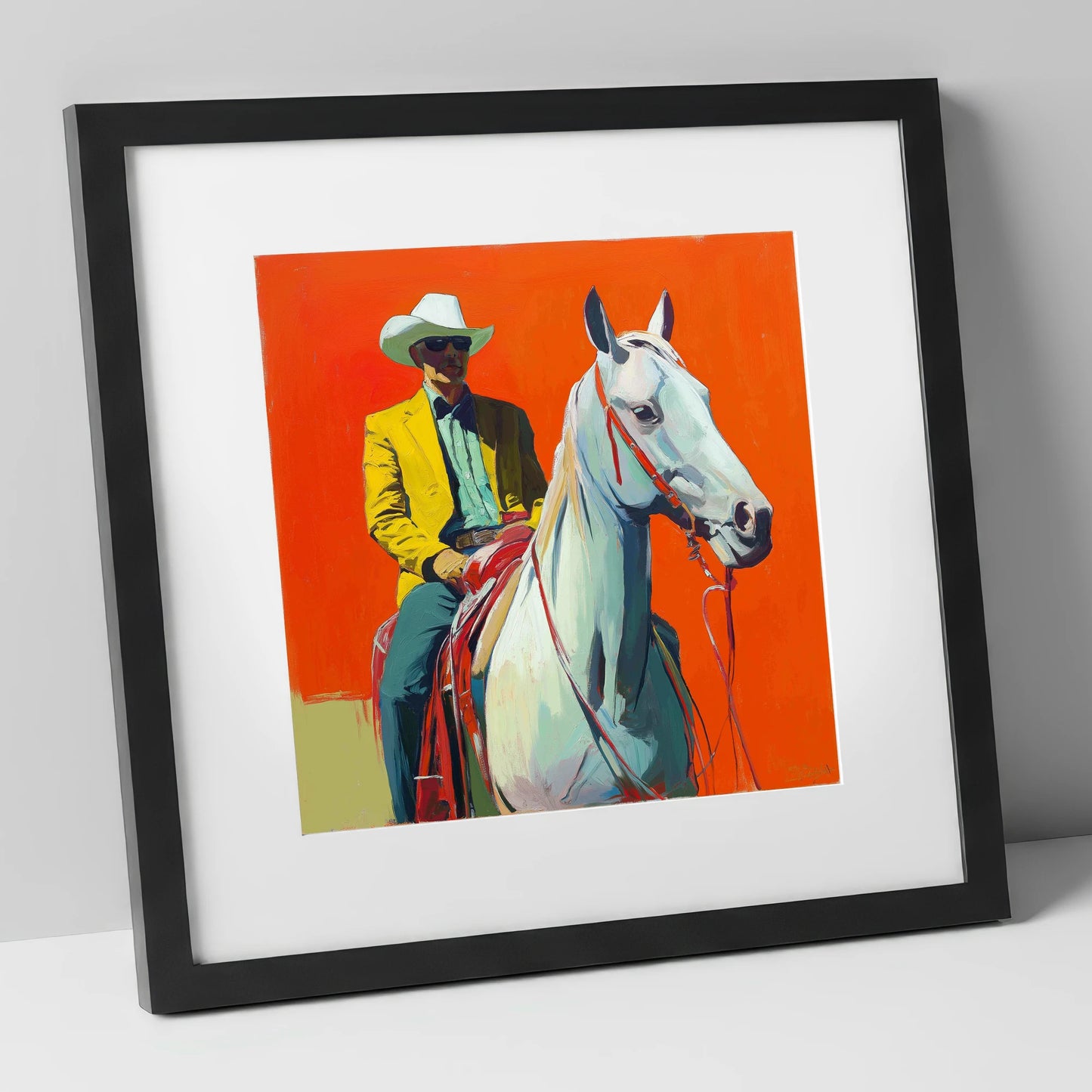 The Bright Frontier western horse art print in black frame