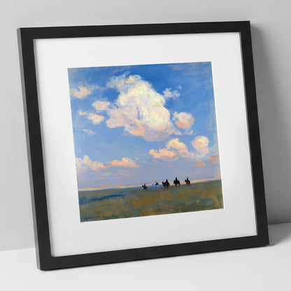 Endless Horizon Hack horse landscape art print in black frame