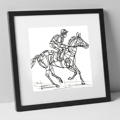 Geometry of Speed racing horse art print in black frame