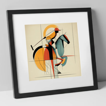 Structured Polo Strike polo horse art print in black frame