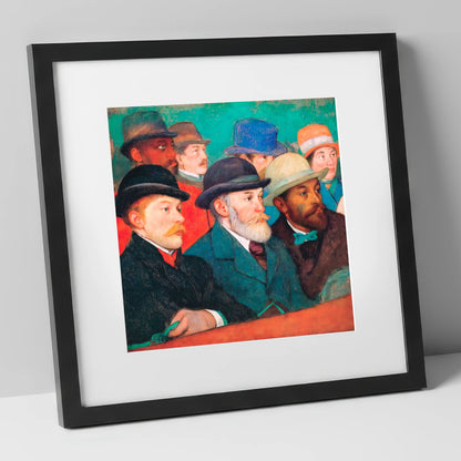 The Racing Crowd racing horse art print in black frame