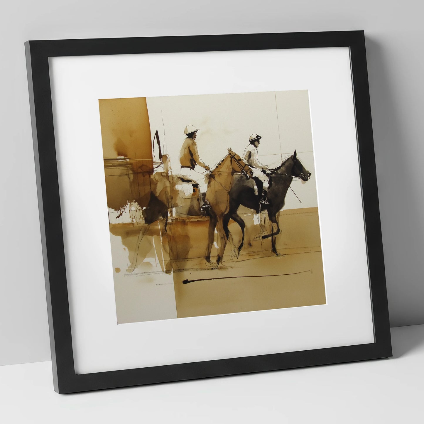 Going to Post racing horse art print in black frame