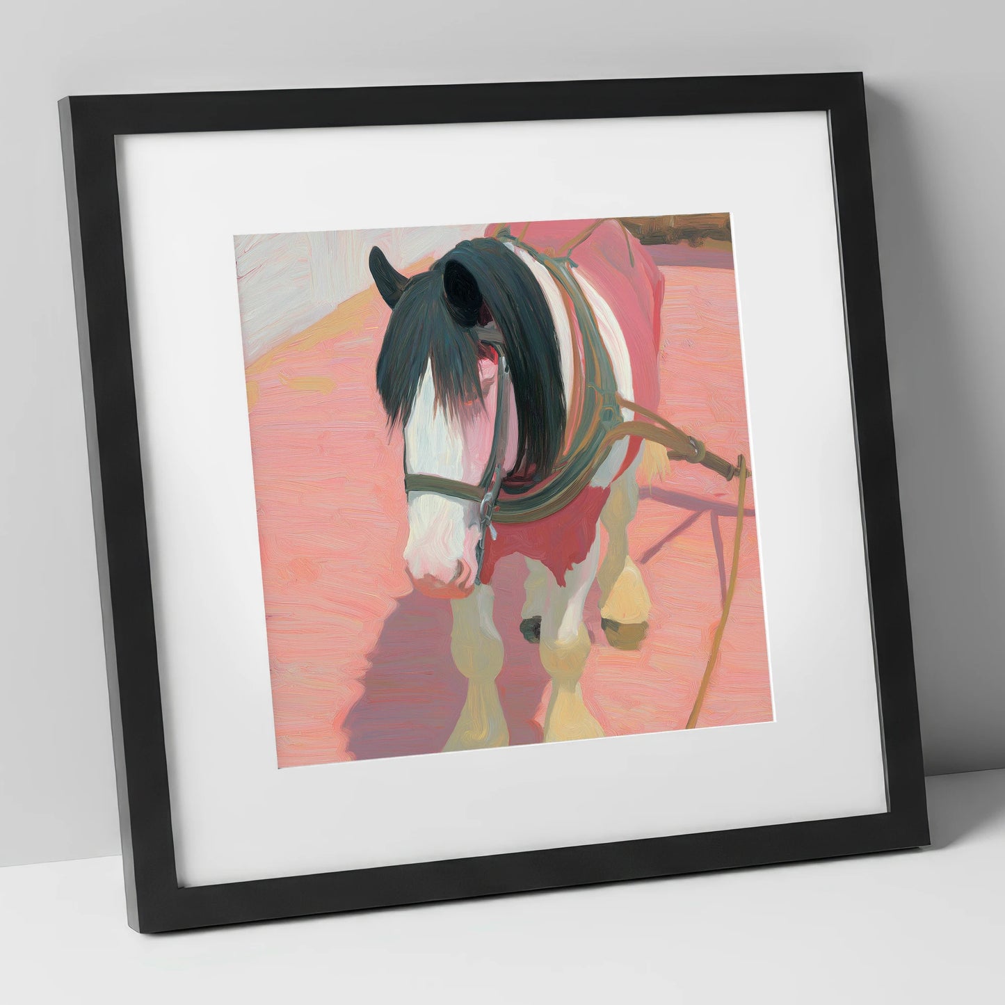 The Patient Draught working horse art print in black frame