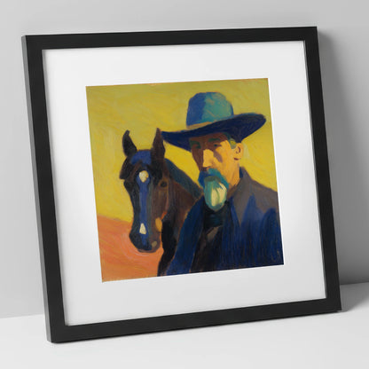 Vibrant Western Bond western horse art print in black frame