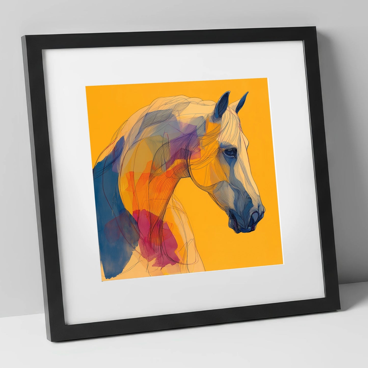 Golden Equine Spirit horse breed art print in black frame
