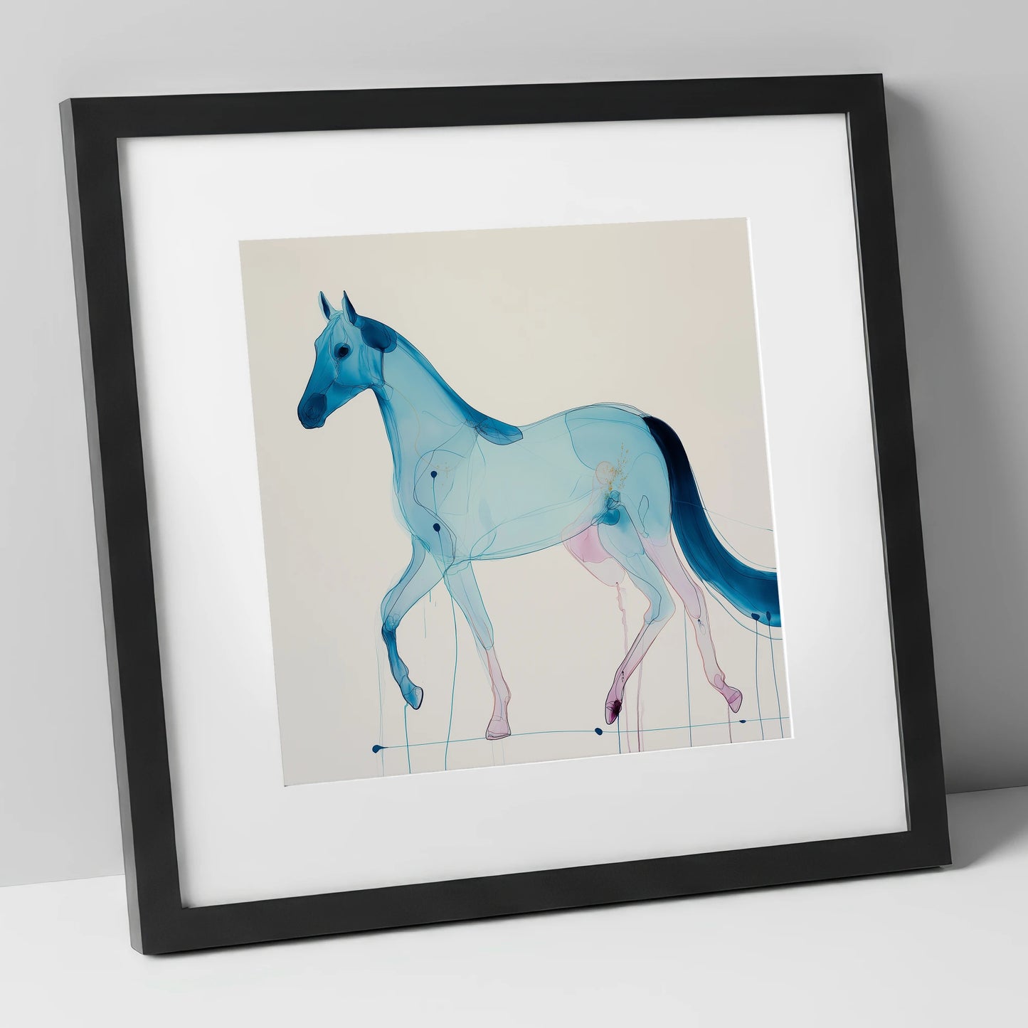 Cerulean Grace horse breed art print in black frame