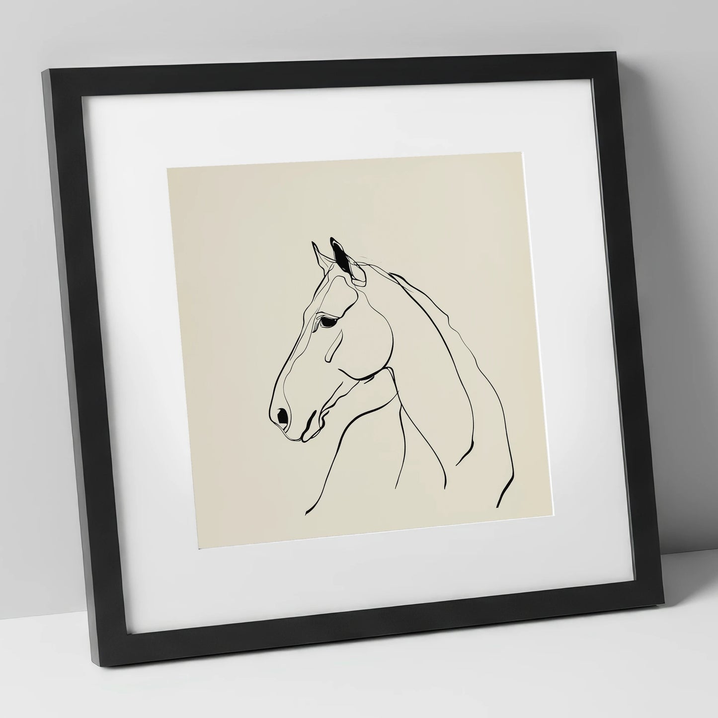 Fluid Equine Profile horse portrait art print in black frame