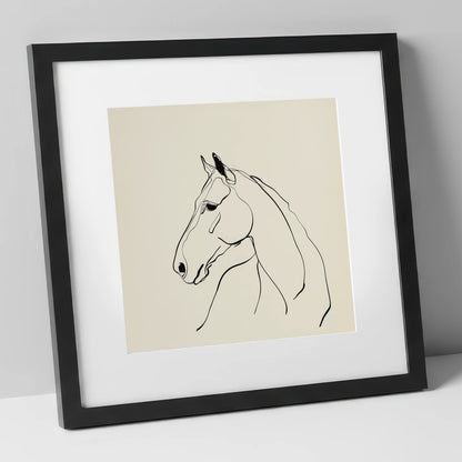 Fluid Equine Profile horse portrait art print in black frame