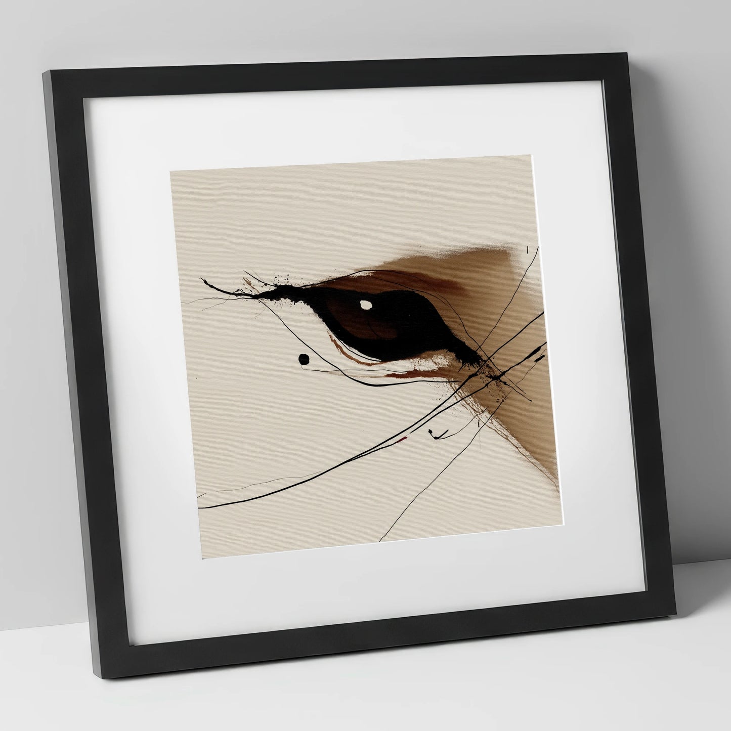 Soulful Equine Gaze horse portrait art print in black frame