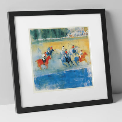 Colours of the Chukka polo horse art print in black frame