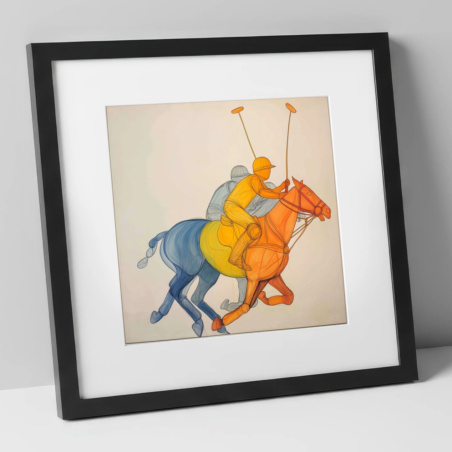 Rhythm of the Chukka polo horse art print in black frame