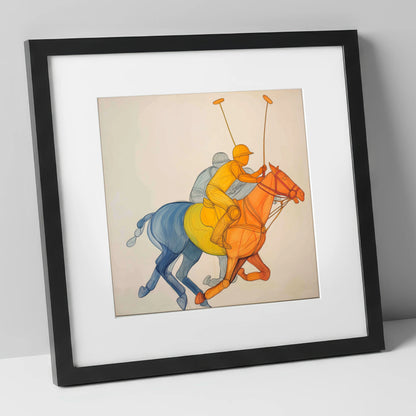Rhythm of the Chukka polo horse art print in black frame