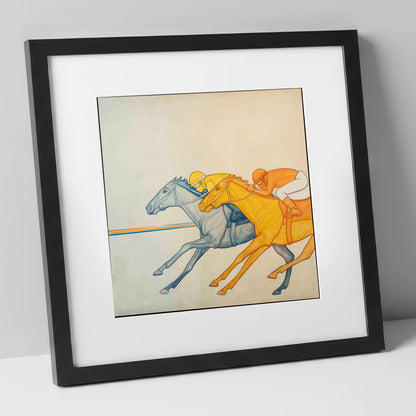 Rhythmic Pursuit racing horse art print in black frame