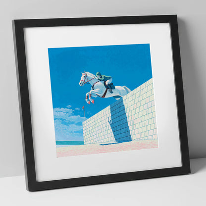 Clearance at the Wall show jumping horse art print in black frame