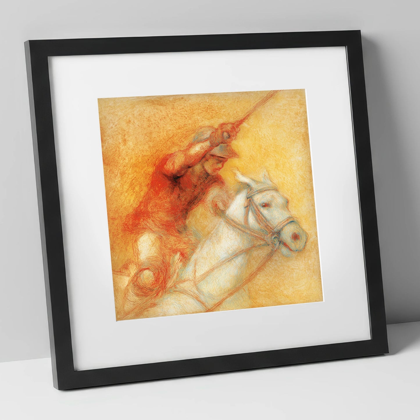Heat of the Chukka polo horse art print in black frame