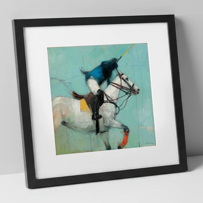 The Final Chukka polo horse art print in black frame