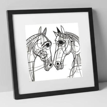 Structural Equine Bond horse portrait art print in black frame