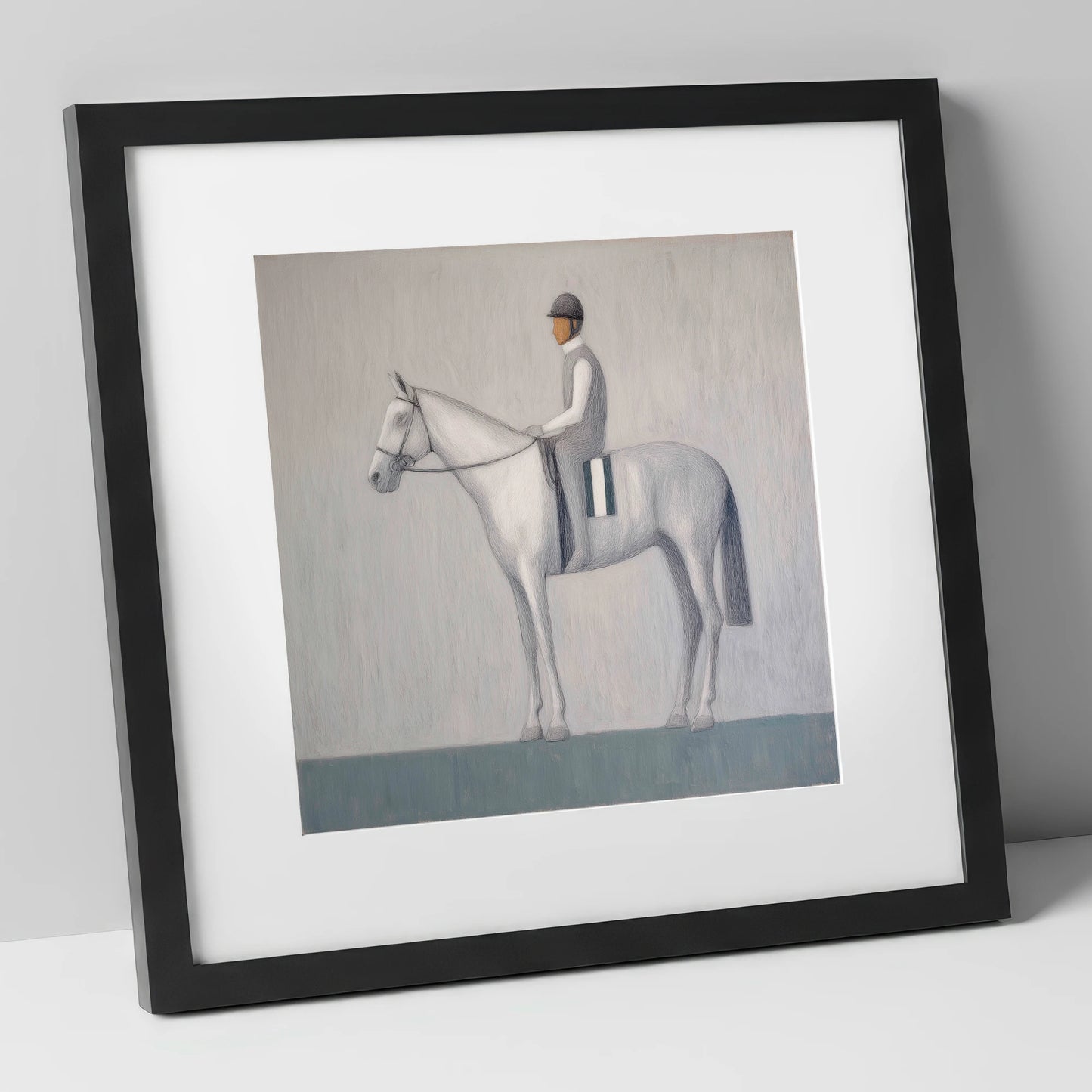 Serenity Before the Start racing horse art print in black frame