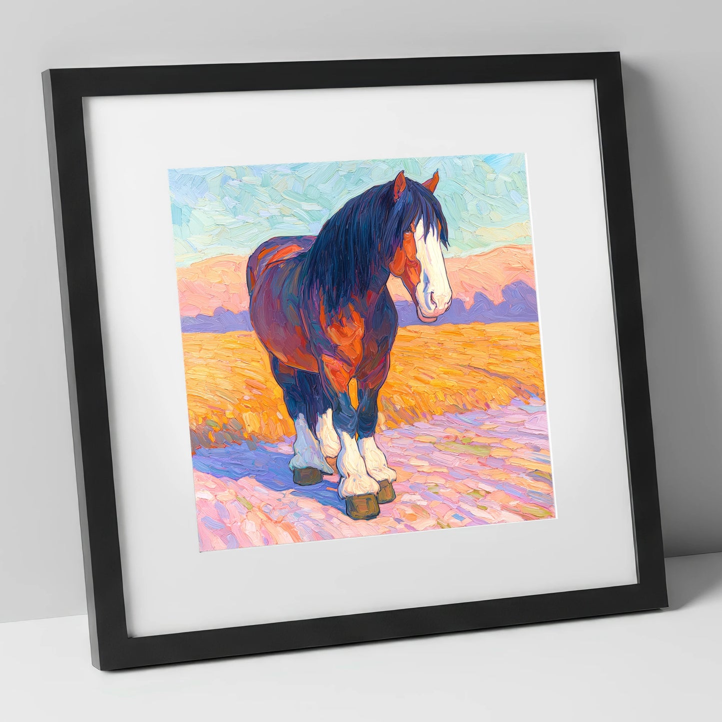 Vivid Heavy Horse horse breed art print in black frame
