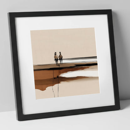 Distant Horizon Companions horse landscape art print in black frame