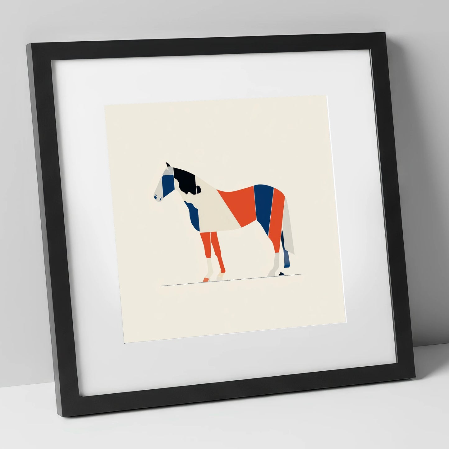 Modern Equine Geometry horse breed art print in black frame