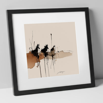 Wild Shadows wild horses art print in black frame