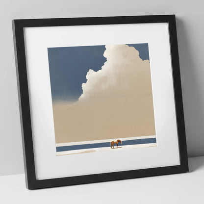 Vast Blue Expanse horse landscape art print in black frame