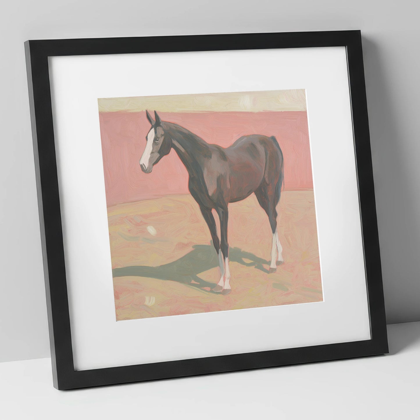 Quiet Grace in Pastel horse breed art print in black frame