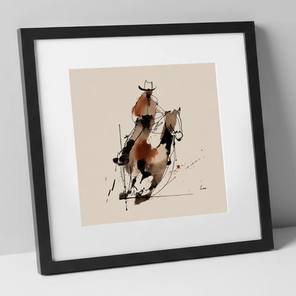 Western Momentum western horse art print in black frame