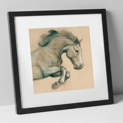 Suspended Grace horse portrait art print in black frame