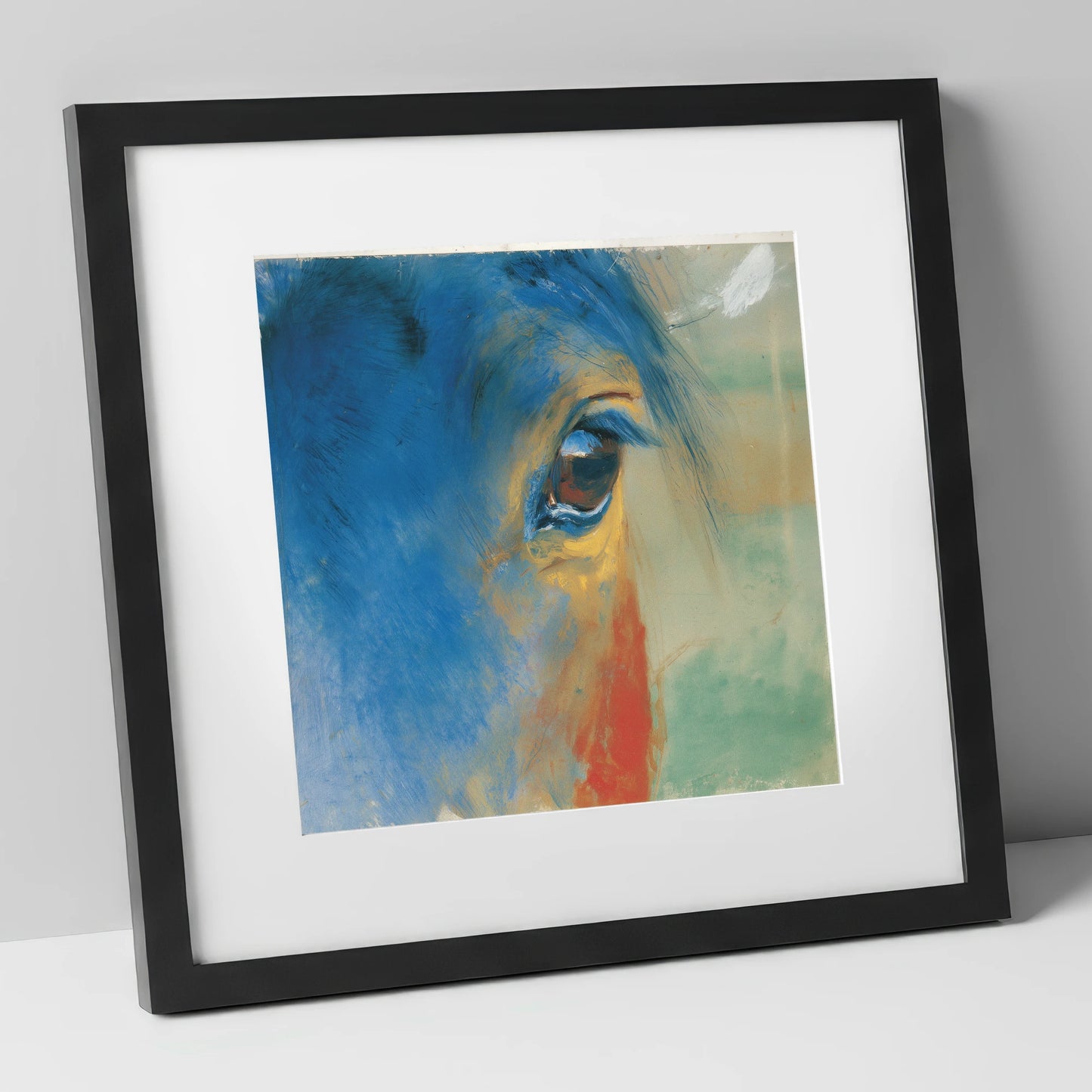 The Cerulean Gaze horse portrait art print in black frame