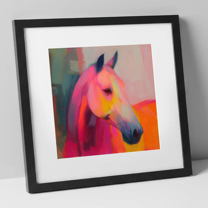 Radiant Equine Spirit horse portrait art print in black frame