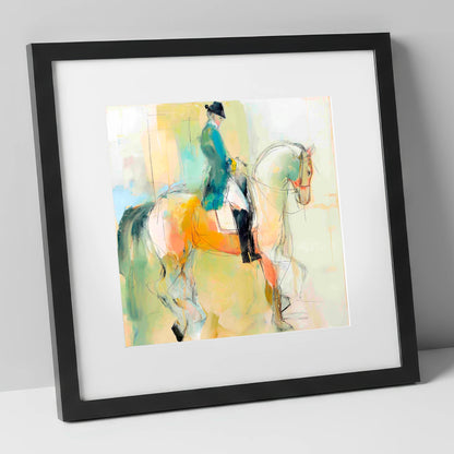 Abstract Dressage Harmony dressage horse art print in black frame
