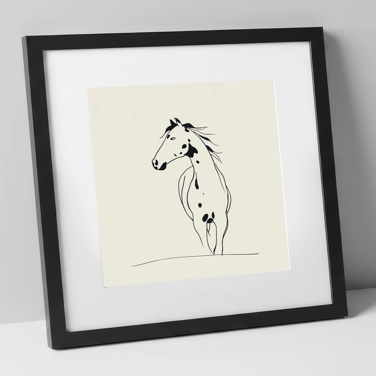 Minimalist Appaloosa Profile horse breed art print in black frame