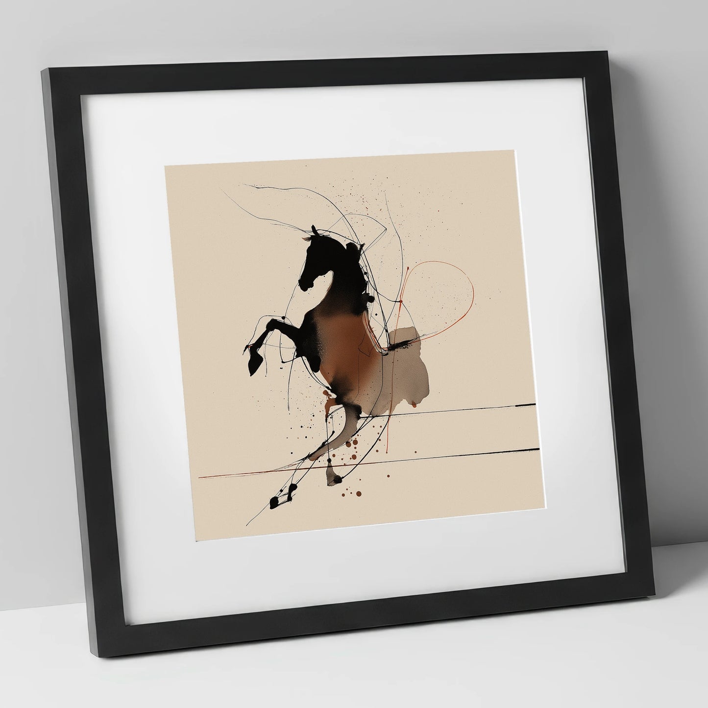 Untamed Spirit horse portrait art print in black frame