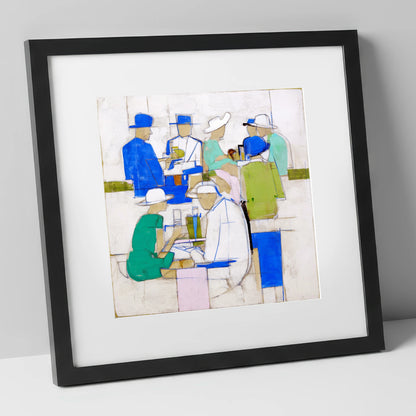 The Racing Crowd racing horse art print in black frame