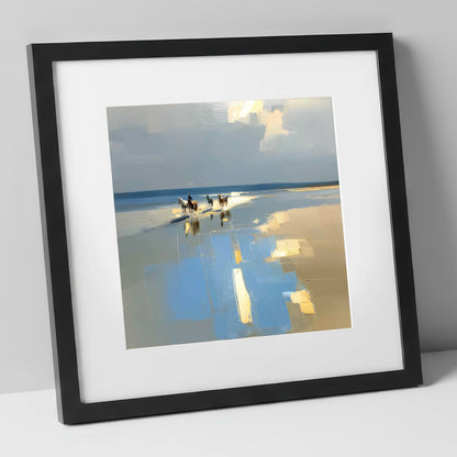 Coastal Hack Reflections horse landscape art print in black frame