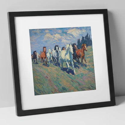 Unbridled Spirit wild horses art print in black frame