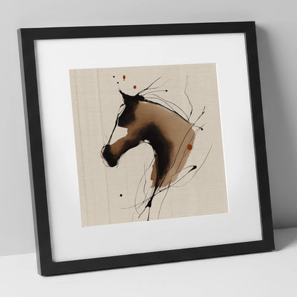 Fluid Sepia Equine Profile horse portrait art print in black frame