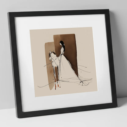 Ethereal Harmony horse & rider art print in black frame