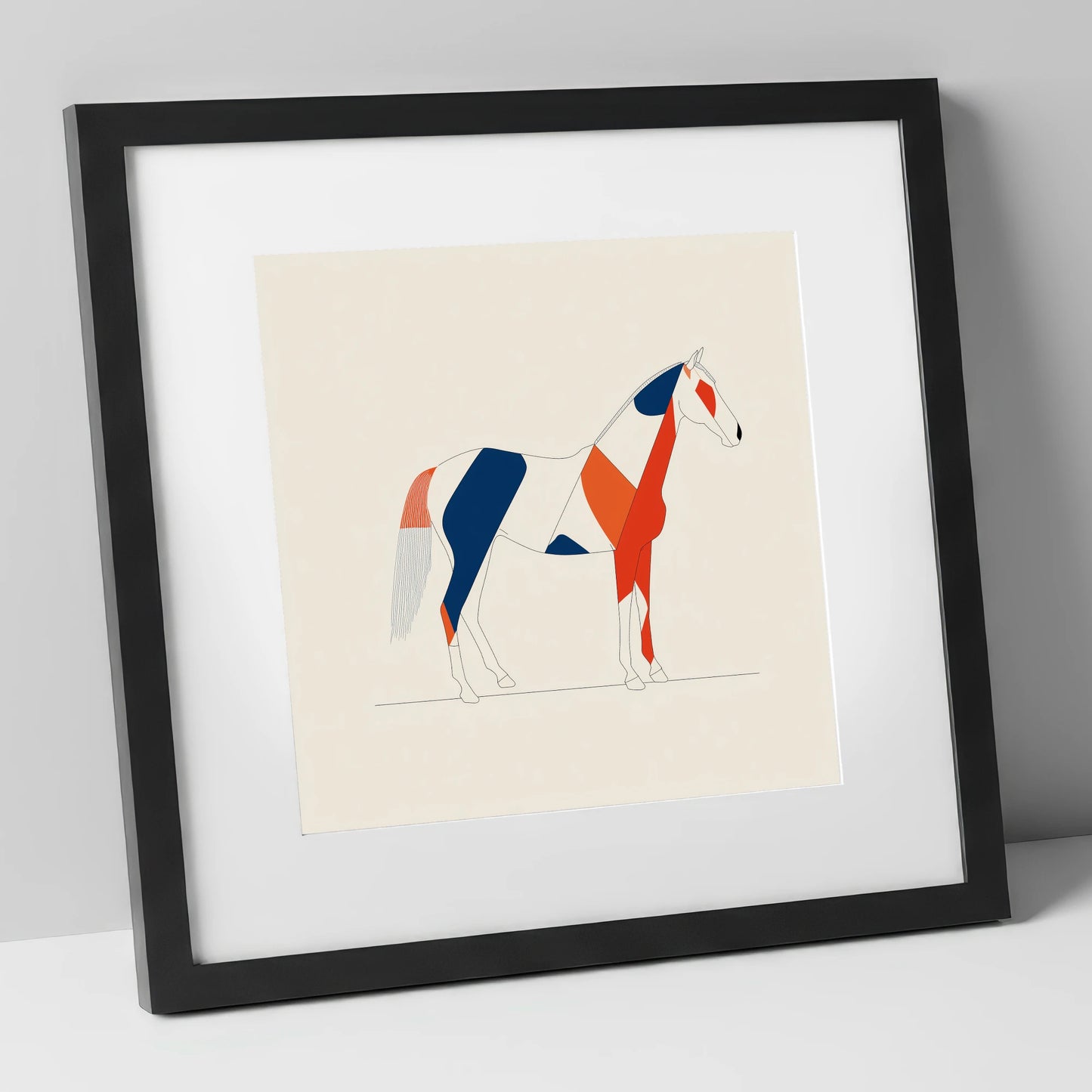 Bold Equine Profile horse breed art print in black frame
